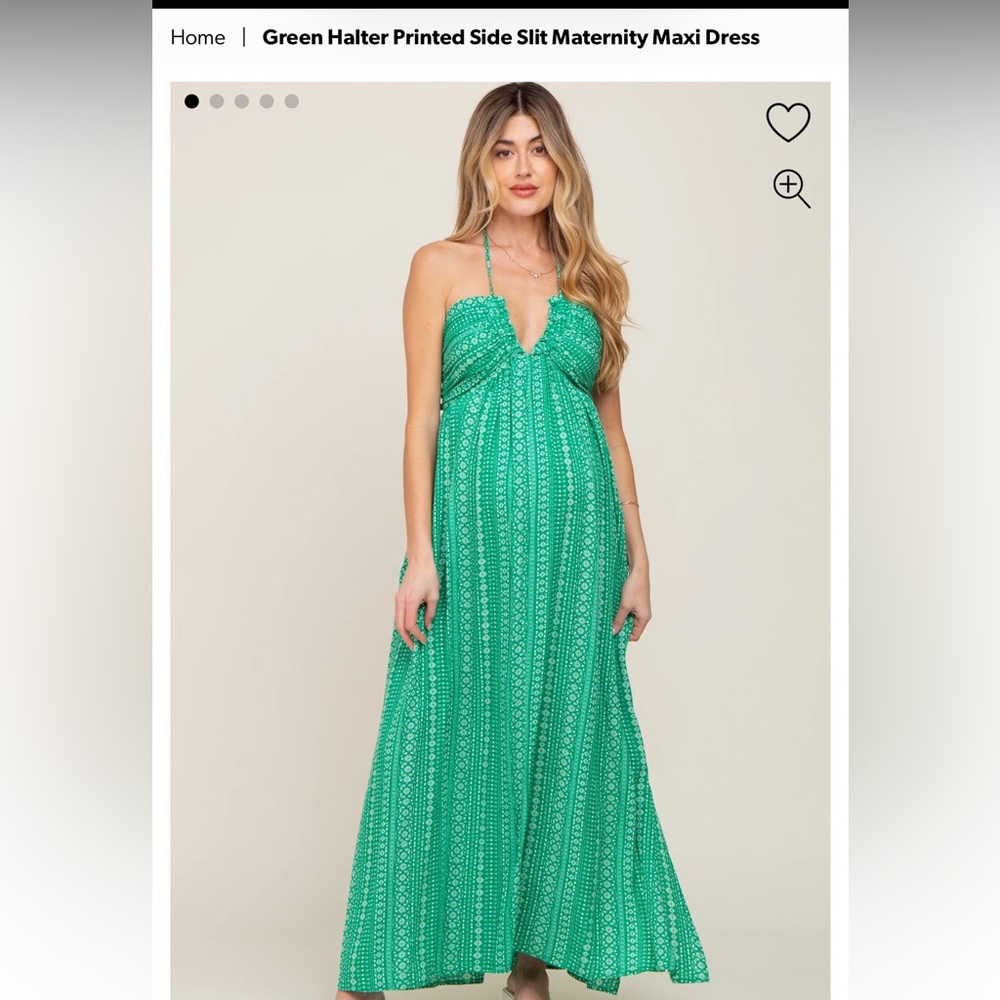 Maternity green halter dress